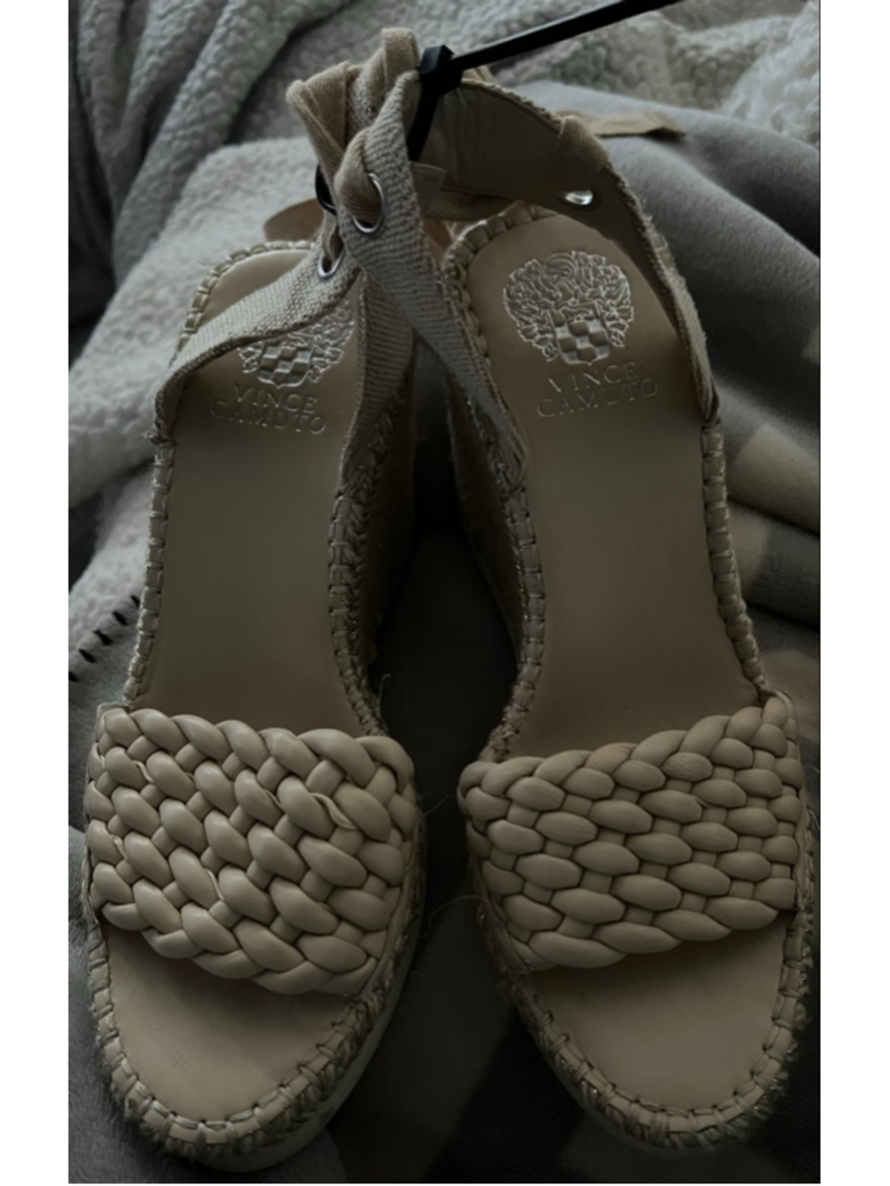 Women's Vince Camuto Beige Gold Braided Espadrille Wedge Sandals
7.5